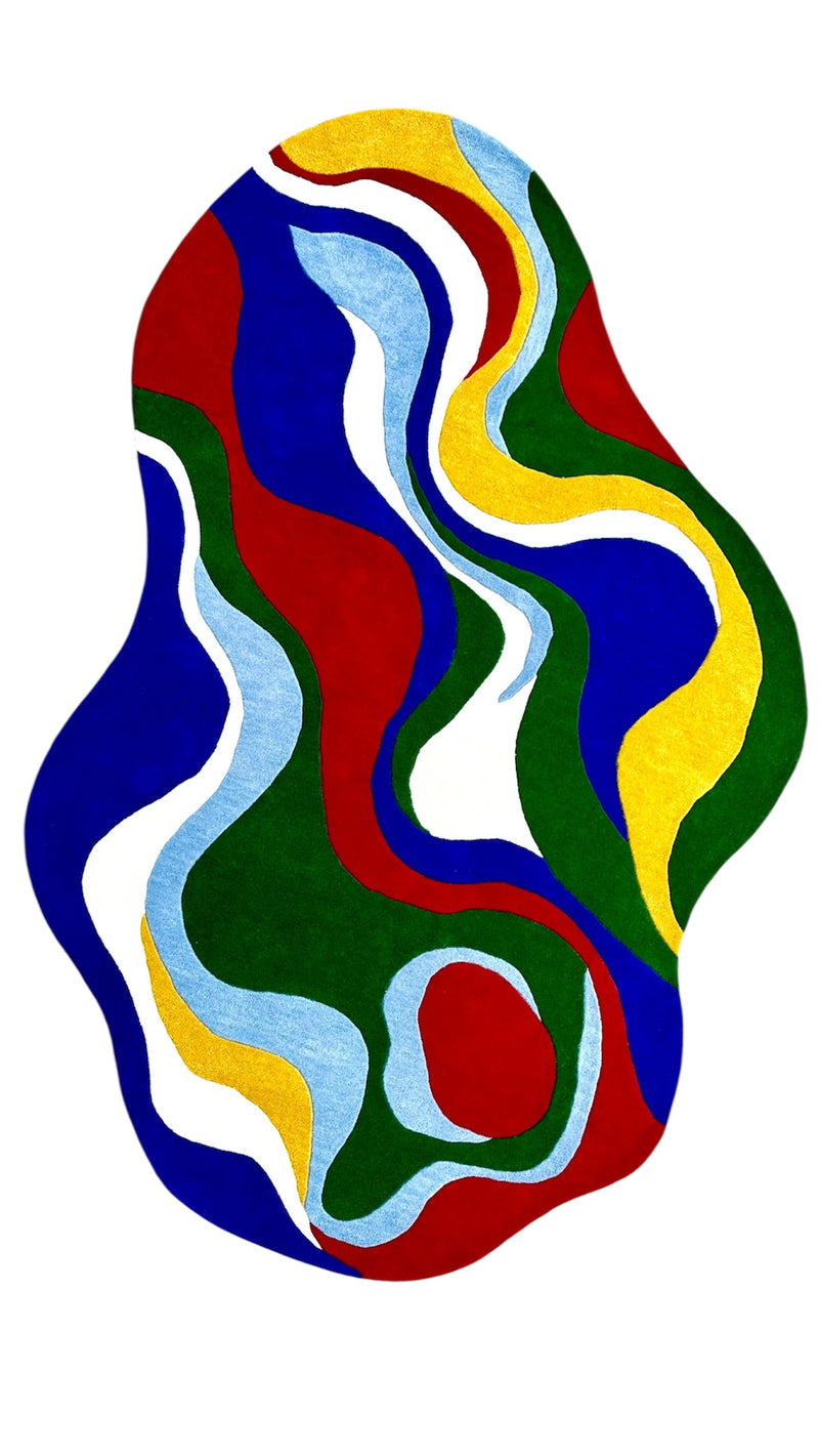 Serpentine Vibrant Irregular Modern Hand-Tufted Wool Rug multicolor