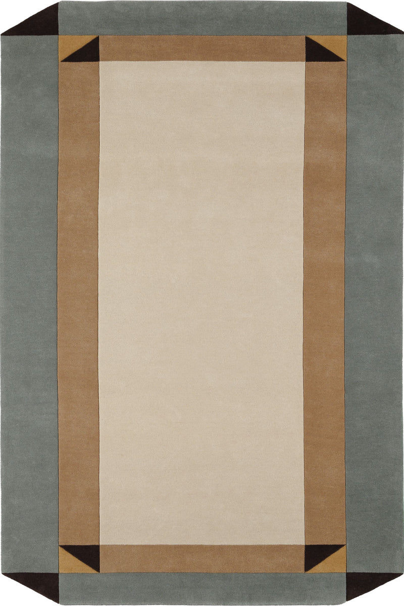 Palatine Ivory Green Geo Rug | Hand-Tufted Wool Geometric Area Rug | Modern Statement Carpet