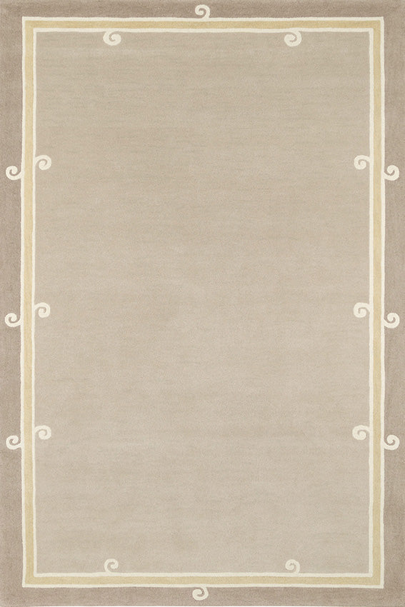 Siracusa Neutral Beige & Ivory Hand-Tufted Wool Rug | Elegant Border Area Rug