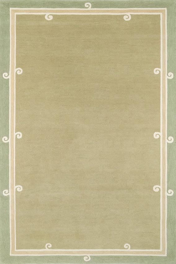 Siracusa Sage Green & Ivory Hand-Tufted Wool Rug | Elegant Border Area Rug