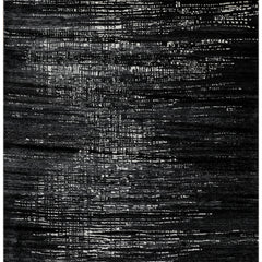 Black & Ivory Hand-Knotted Wool Rug – Abstract Textured Modern Area Rug