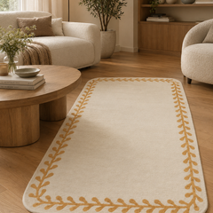Kala Bordered Minimalist Hand Tufted Rug | Beige Gold