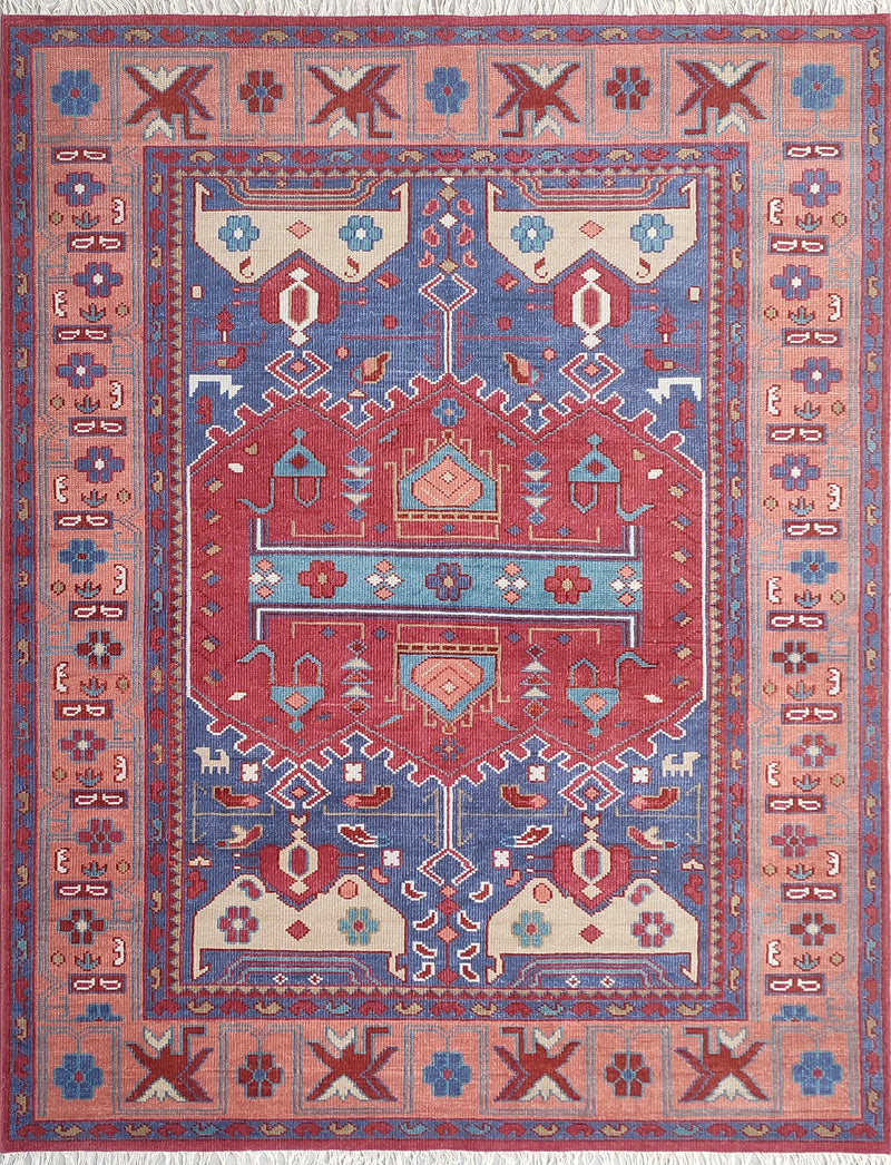 Tapis Anatolie Oushak en laine noué à la main bleu