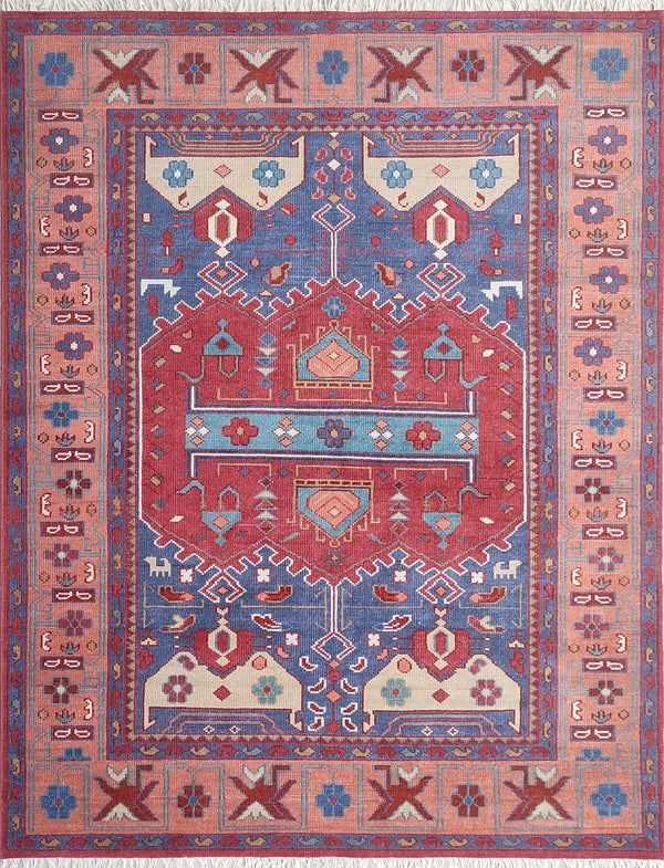 Tapis Anatolie Oushak en laine noué à la main bleu