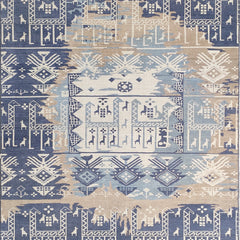 Tapis Anatolie Oushak en laine noué à la main bleu