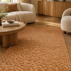 SELENTA Hand Tufted Gold Beige Loop Cut Wool Rug