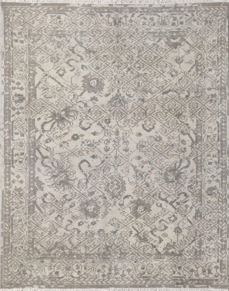 The Alora Vintage All-Over Motif Hand-Knotted Rug – Muted Greige