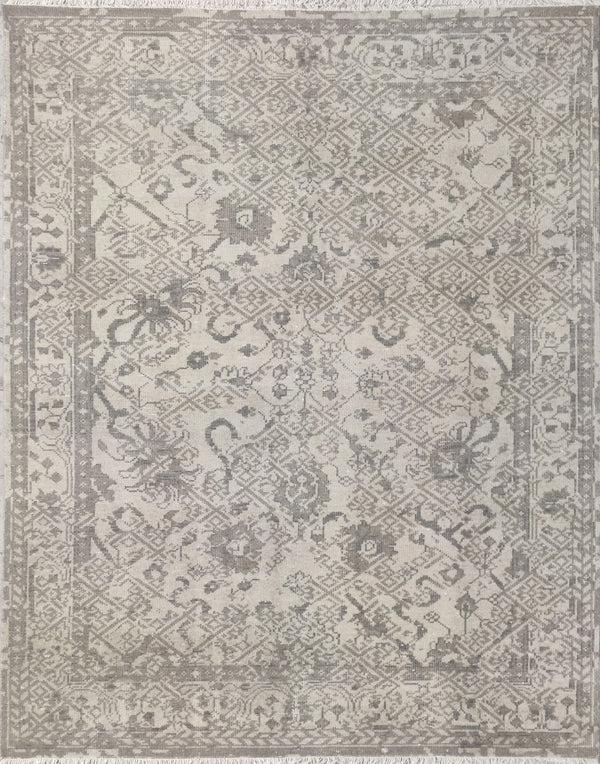 The Alora Vintage All-Over Motif Hand-Knotted Rug – Muted Greige