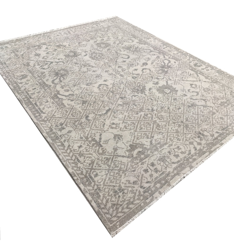 The Alora Vintage All-Over Motif Hand-Knotted Rug – Muted Greige