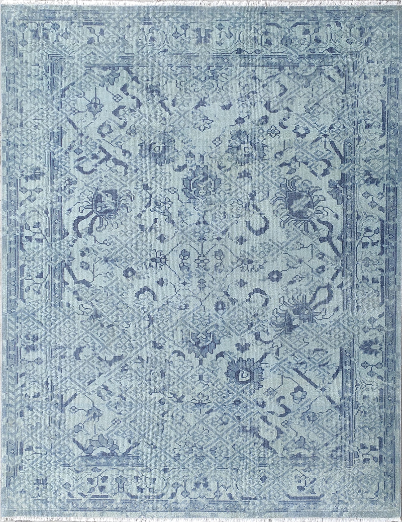 Tapis Anatolie Oushak en laine noué à la main bleu