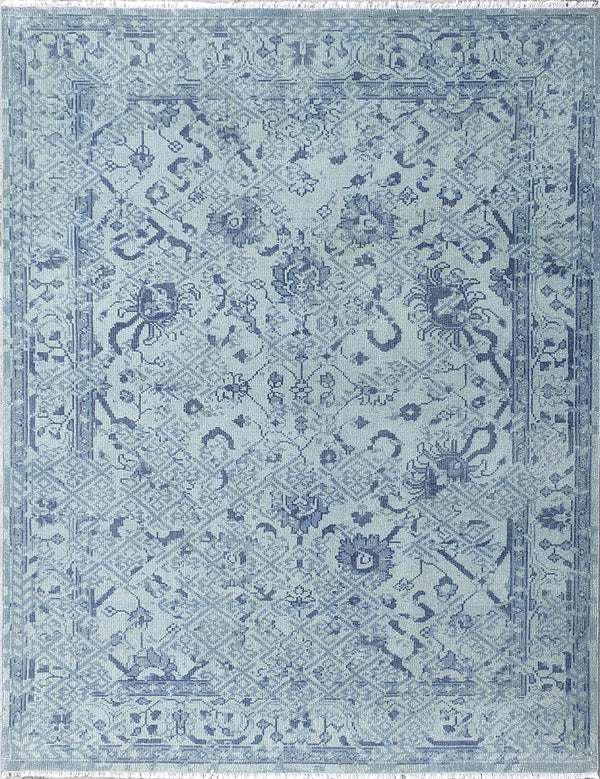 Tapis Anatolie Oushak en laine noué à la main bleu