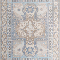 Tapis Anatolie Oushak en laine noué à la main bleu