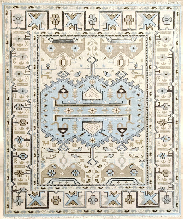 Tapis Anatolie Oushak en laine noué à la main bleu