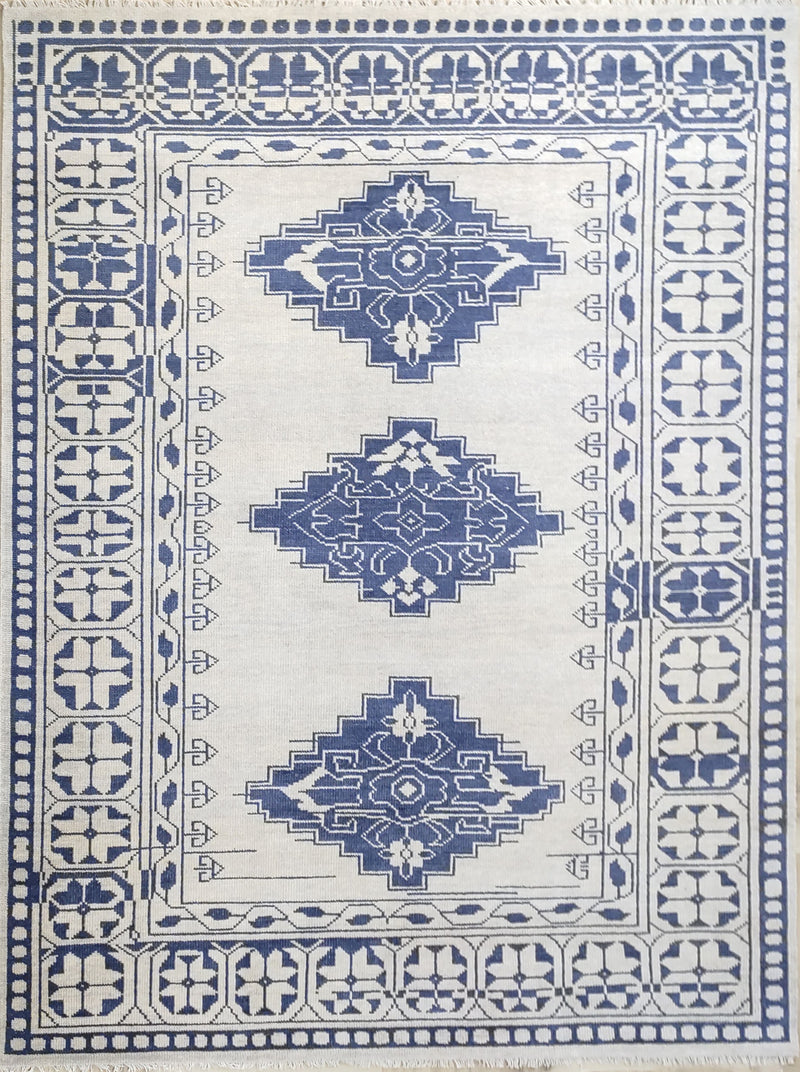 Tapis Anatolie Oushak en laine noué à la main bleu