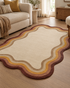 Rust, Beige & Mustard Modern Area Rug