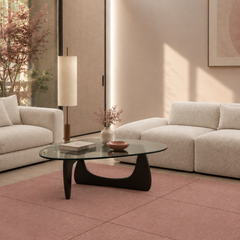 Dusty Rose Grid Rug | Hand-Tufted Geometric Wool Area Rug