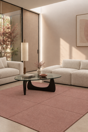 Dusty Rose Grid Rug | Hand-Tufted Geometric Wool Area Rug