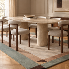 Palatine Ivory Green Geo Rug | Hand-Tufted Wool Geometric Area Rug | Modern Statement Carpet