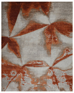 Coral Lux Hand-Knotted Rug – Beige & Rust Abstract Wool Area Rug
