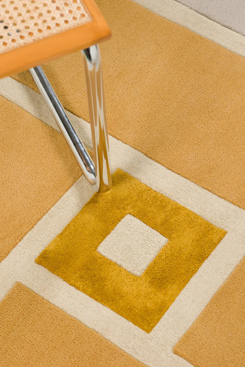 Ambient Beige Geometrical Hand Tufted Wool Rug