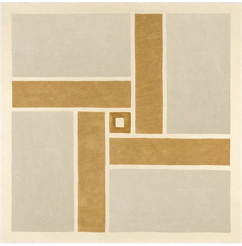 Ambient Beige Geometrical Hand Tufted Wool Rug
