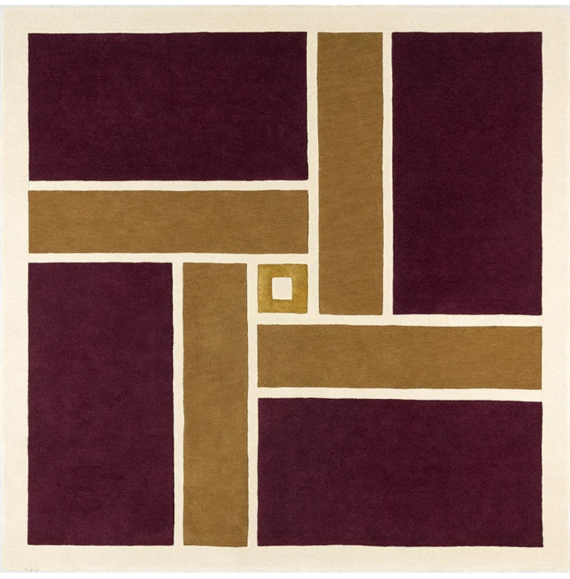 Ambient Burgundy Geometrical Hand Tufted Wool Rug