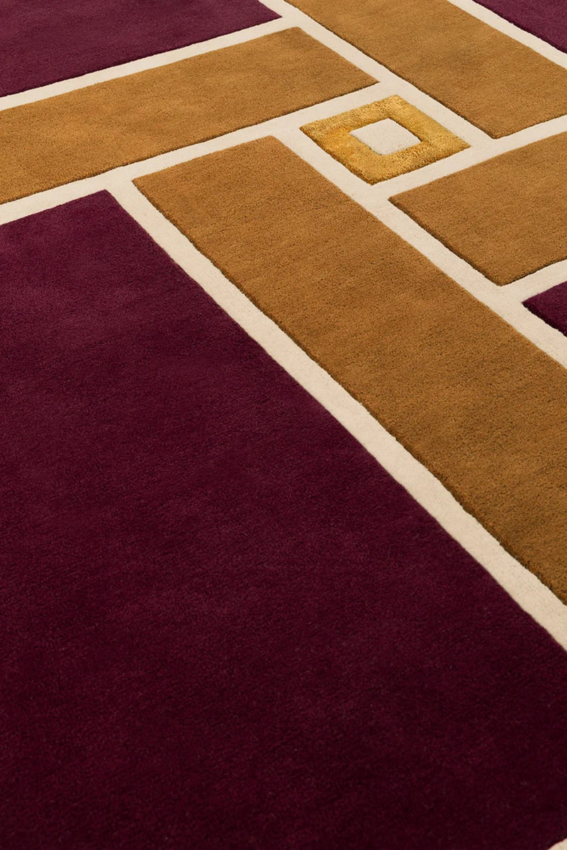 Ambient Burgundy Geometrical Hand Tufted Wool Rug