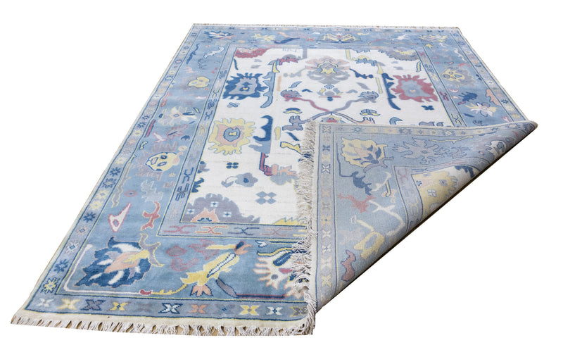 Anatolia Oushak Hand Knotted Wool Rug Blue