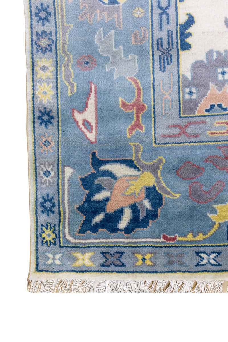 Anatolia Oushak Hand Knotted Wool Rug Blue