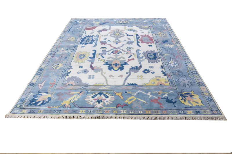 Anatolia Oushak Hand Knotted Wool Rug Blue
