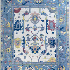 Anatolia Oushak Hand Knotted Wool Rug Blue