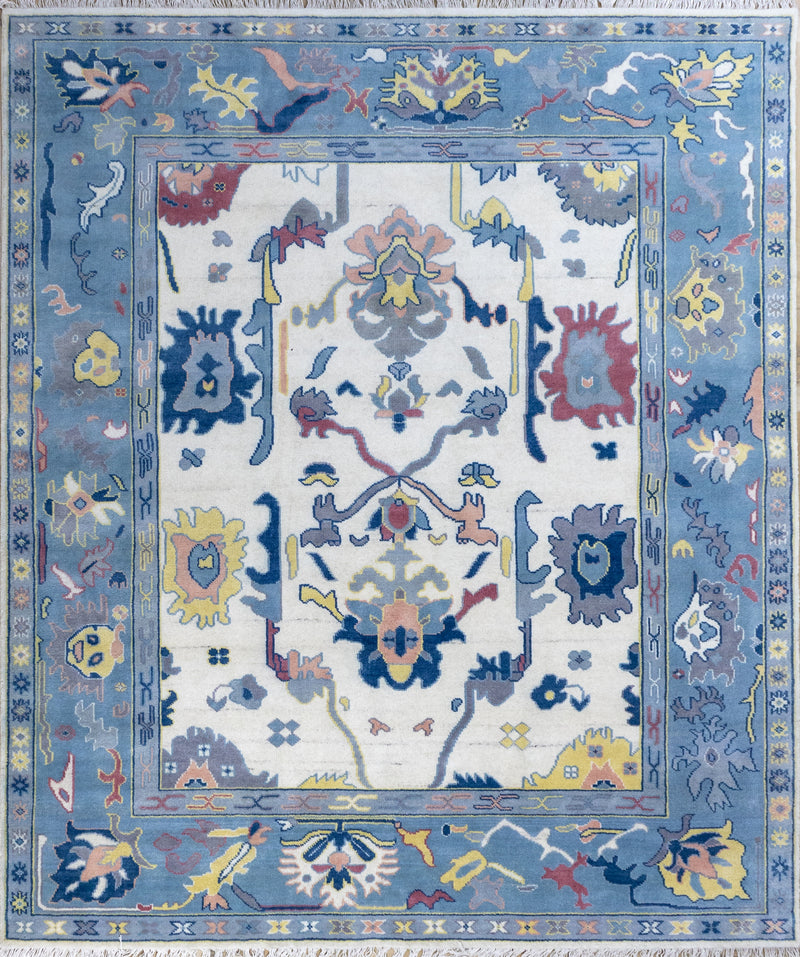 Anatolia Oushak Hand Knotted Wool Rug Blue