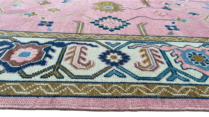 Anatolia Oushak Hand Knotted Wool Rug Pink