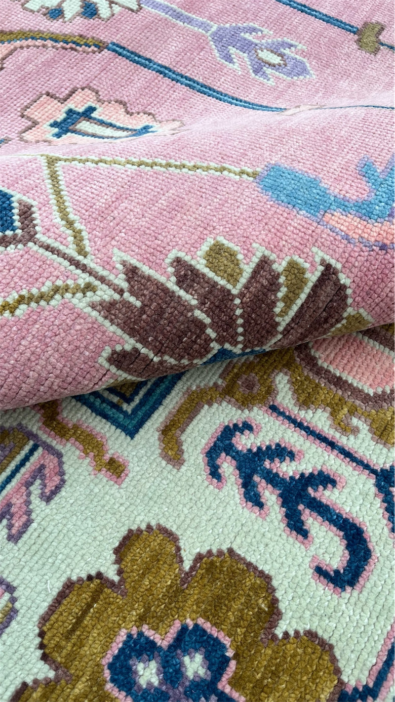 Anatolia Oushak Hand Knotted Wool Rug Pink