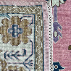 Anatolia Oushak Hand Knotted Wool Rug Pink