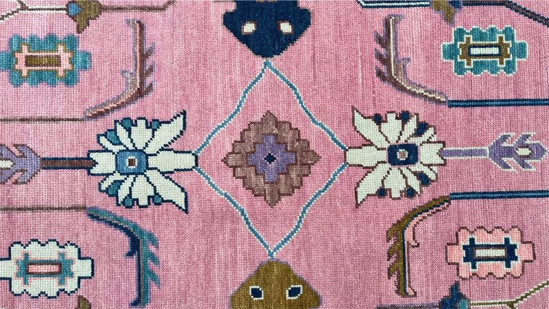 Anatolia Oushak Hand Knotted Wool Rug Pink