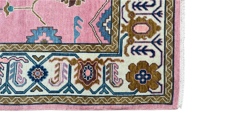 Anatolia Oushak Hand Knotted Wool Rug Pink