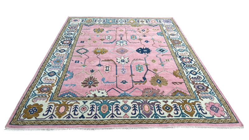Anatolia Oushak Hand Knotted Wool Rug Pink