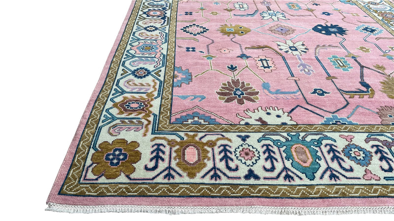 Anatolia Oushak Hand Knotted Wool Rug Pink