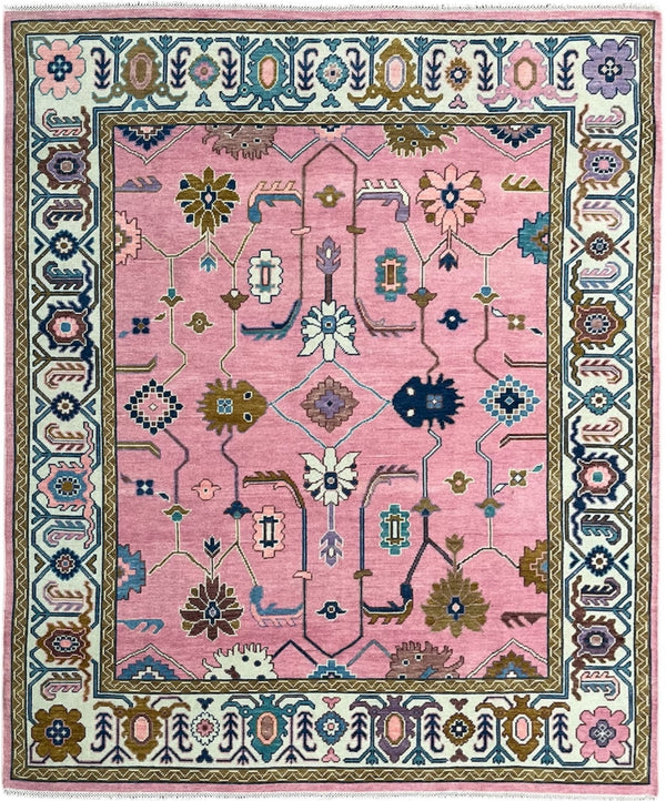 Anatolia Oushak Hand Knotted Wool Rug Pink
