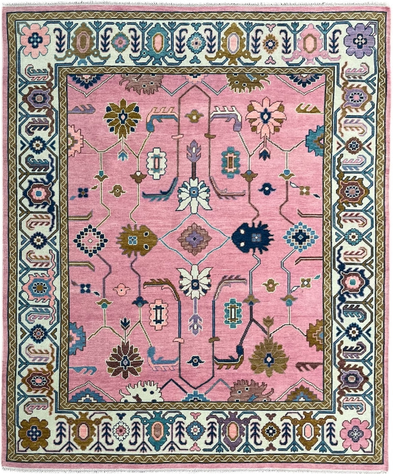 Anatolia Oushak Hand Knotted Wool Rug Pink