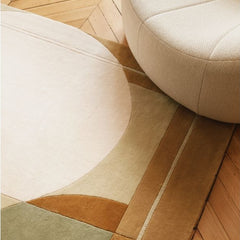 Art Deco Neutral Hand Tufted Area Rug | Earth Tones & Sage