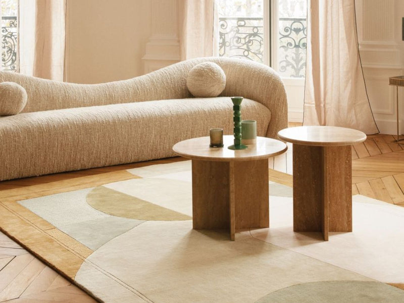 Art Deco Neutral Hand Tufted Area Rug | Earth Tones & Sage