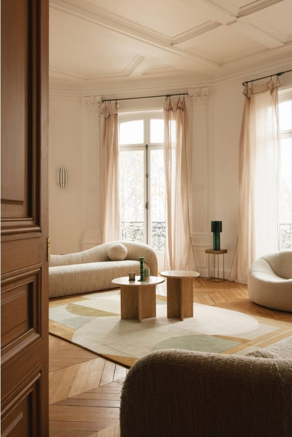 Art Deco Neutral Hand Tufted Area Rug | Earth Tones & Sage