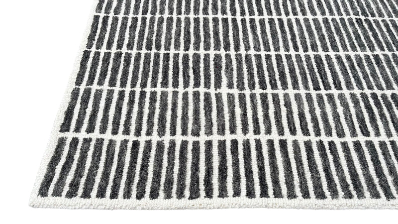 Capitola Hand Tufted Wool Rug | Charcoal Grey & Ivory Textured Area Rug | Modern Minimalist Carpet