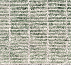 Capitola Hand Tufted Wool Rug | Green & Ivory Textured Striped Area Rug | Modern Minimalist Carpet