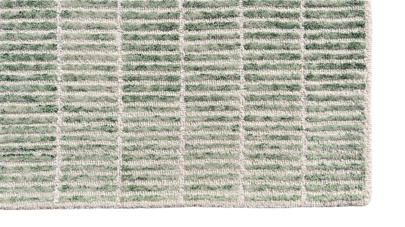 Capitola Hand Tufted Wool Rug | Green & Ivory Textured Striped Area Rug | Modern Minimalist Carpet