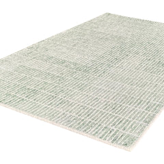 Capitola Hand Tufted Wool Rug | Green & Ivory Textured Striped Area Rug | Modern Minimalist Carpet