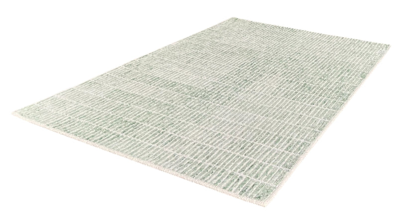Capitola Hand Tufted Wool Rug | Green & Ivory Textured Striped Area Rug | Modern Minimalist Carpet