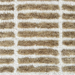 Capitola Hand Tufted Wool Rug | Light Brown & Ivory Textured Striped Area Rug | Modern Minimalist Carpet